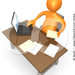 15064-Orange-Employee-Seated-At-A-Wooden-Desk-And-Using-A-Laptop