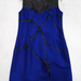 90920B-09 CHANEL BLUE WOOL&IMITATION ORGANZA DRESS SIZE 2 4 6 PR