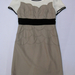 91010A-07   CHANEL BEIGE SILK&VELOUR DRESS SIZE 2 4 6 PRICE USD4