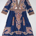 90728A-28 ANNASUI BLUE COTTON JERSEY&POLYESTER DRESS SIZE 2 4 6 